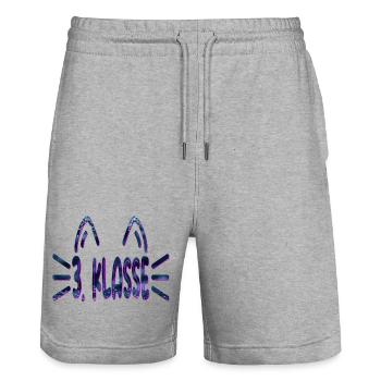 3. Klasse - Grundschule Katzen - Stanley/Stella Unisex Bio Joggingshorts Trainer  - Grau meliert - Vorne - Nik (191cm) & Marisol (170cm)