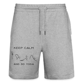 keep calm and do yoga - Short de jogging bio TRAINER Stanley/Stella unisexe - gris chiné - Devant - Nik (191cm) & Marisol (170cm)