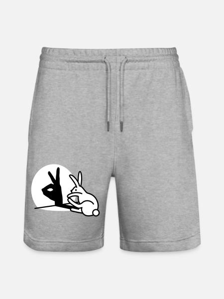 Funny Rabbit Hand Shadow Projection Rabbit - Stanley/Stella Trainer Unisex Organic Jogging Shorts - heather grey