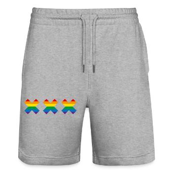 Amsterdam Pride Flag Canal parade Andrew's cross - Stanley/Stella Trainer Unisex Organic Jogging Shorts - heather grey - Front - Nik (191cm) & Marisol (170cm)