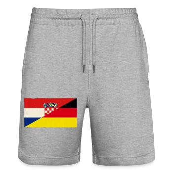 Germany and Croatia Vintage Flag - Stanley/Stella Trainer Unisex Organic Jogging Shorts - heather grey - Front - Nik (191cm) & Marisol (170cm)