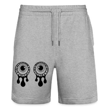 Augen, Pupillen mit Augenflüssigkeitstränen - Stanley/Stella Unisex Bio Joggingshorts Trainer  - Grau meliert - Vorne - Nik (191cm) & Marisol (170cm)
