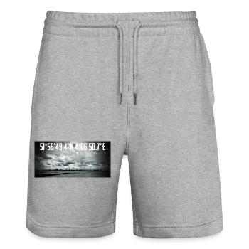 Coordonnées côtières avec le paysage industriel - Short de jogging bio TRAINER Stanley/Stella unisexe - gris chiné - Devant - Nik (191cm) & Marisol (170cm)