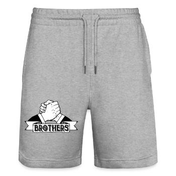 frère frère ami copain épais bro brudi bros - Short de jogging bio TRAINER Stanley/Stella unisexe - gris chiné - Devant - Nik (191cm) & Marisol (170cm)