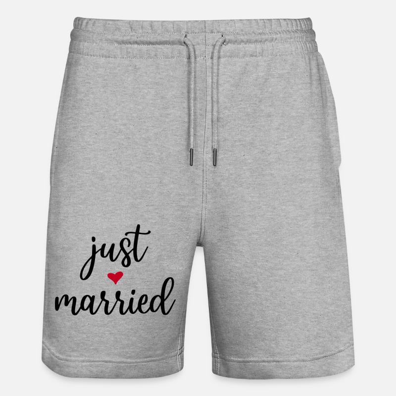Just Married Idée cadeau - Short de jogging bio TRAINER Stanley/Stella unisexe - gris chiné