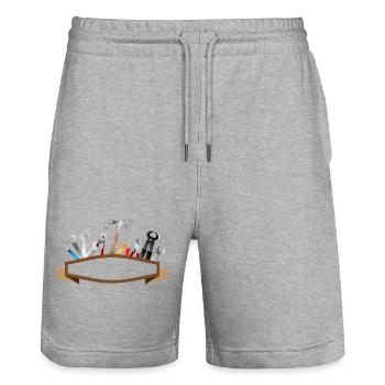 Banner und Werkzeuge,Hammer,Zange,Schraubenzieher - Stanley/Stella Unisex Bio Joggingshorts Trainer  - Grau meliert - Vorne - Nik (191cm) & Marisol (170cm)