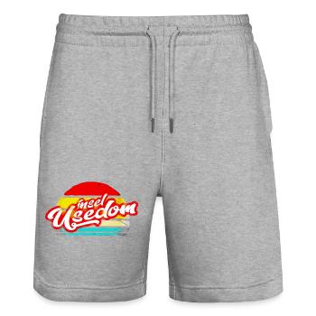 insel usedom shirt retro vintage aufkleber sticker - Stanley/Stella Unisex Bio Joggingshorts Trainer  - Grau meliert - Vorne - Nik (191cm) & Marisol (170cm)