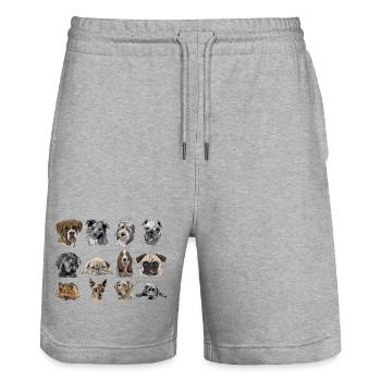 Dogs - Stanley/Stella Trainer Unisex Organic Jogging Shorts - heather grey - Front - Nik (191cm) & Marisol (170cm)