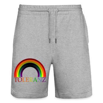 TOLERANZ REGENBOGENFAHNE DIVERSITÄT VIELFALT - Stanley/Stella Unisex Bio Joggingshorts Trainer  - Grau meliert - Vorne - Nik (191cm) & Marisol (170cm)