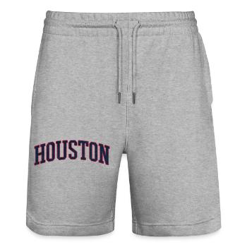 Houston Varsity Bogen Schriftzug - Stanley/Stella Unisex Bio Joggingshorts Trainer  - Grau meliert - Vorne - Nik (191cm) & Marisol (170cm)