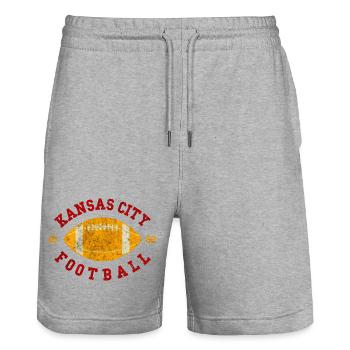 Kansas City Football Vintage - Stanley/Stella Unisex Bio Joggingshorts Trainer  - Grau meliert - Vorne - Nik (191cm) & Marisol (170cm)