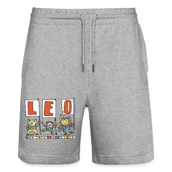 Art de bannière Leo Kids - Short de jogging bio TRAINER Stanley/Stella unisexe - gris chiné - Devant - Nik (191cm) & Marisol (170cm)