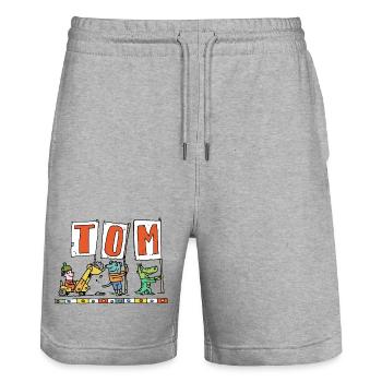 It's TOM's birthday - Stanley/Stella Trainer Unisex Organic Jogging Shorts - heather grey - Front - Nik (191cm) & Marisol (170cm)
