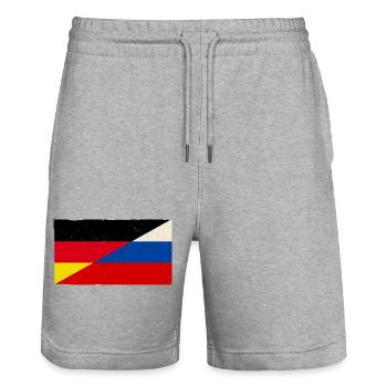 Drapeau vintage de l’Allemagne et de la Russie - Short de jogging bio TRAINER Stanley/Stella unisexe - gris chiné - Devant - Nik (191cm) & Marisol (170cm)