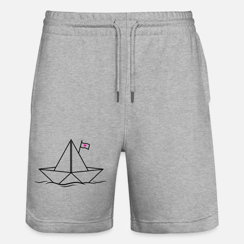 Papierschiff Papierboot  - Stanley/Stella Unisex Bio Joggingshorts Trainer  - Grau meliert