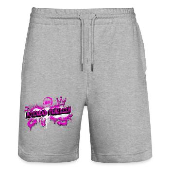 Motorrad Prinzessin Graffiti Design - Stanley/Stella Unisex Bio Joggingshorts Trainer  - Grau meliert - Vorne - Nik (191cm) & Marisol (170cm)