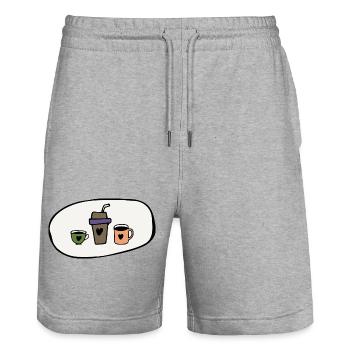 Enjoy coffee - Stanley/Stella Trainer Unisex Organic Jogging Shorts - heather grey - Front - Nik (191cm) & Marisol (170cm)