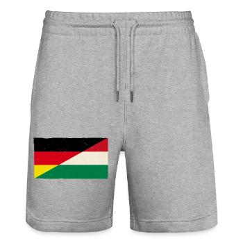 Deutschland und Ungarn Vintage Flagge - Stanley/Stella Unisex Bio Joggingshorts Trainer  - Grau meliert - Vorne - Nik (191cm) & Marisol (170cm)