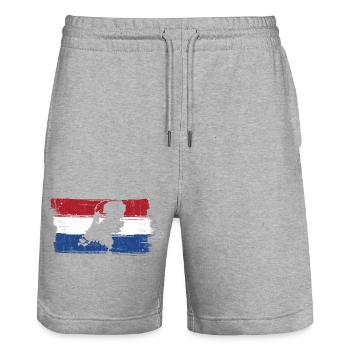 Porträt im Trikolor-Pinsel - Stanley/Stella Unisex Bio Joggingshorts Trainer  - Grau meliert - Vorne - Nik (191cm) & Marisol (170cm)