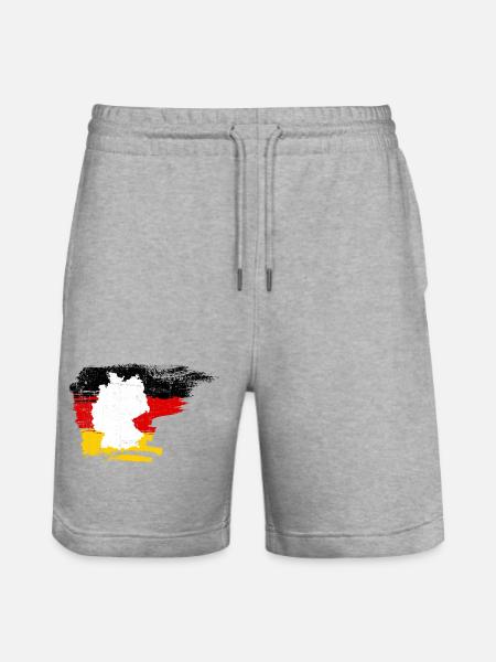 Germany Map in Flag Brush - Stanley/Stella Trainer Unisex Organic Jogging Shorts - heather grey
