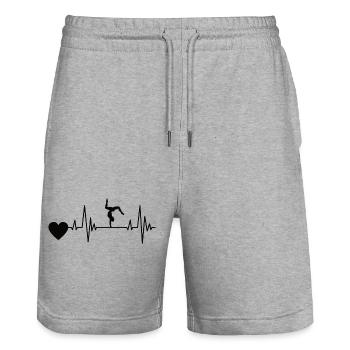 Gymnastik Puls Turner Sportlehrer Bodenturnen EKG - Stanley/Stella Unisex Bio Joggingshorts Trainer  - Grau meliert - Vorne - Nik (191cm) & Marisol (170cm)