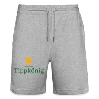 Tippkönig - Das Geschenk für den Tippspiel Sieger - Stanley/Stella Unisex Bio Joggingshorts Trainer  - Grau meliert - Vorne - Nik (191cm) & Marisol (170cm)