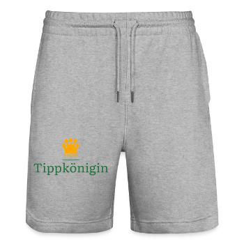 Tippkönigin - Geschenk für Tippspiel Gewinnerin - Stanley/Stella Unisex Bio Joggingshorts Trainer  - Grau meliert - Vorne - Nik (191cm) & Marisol (170cm)