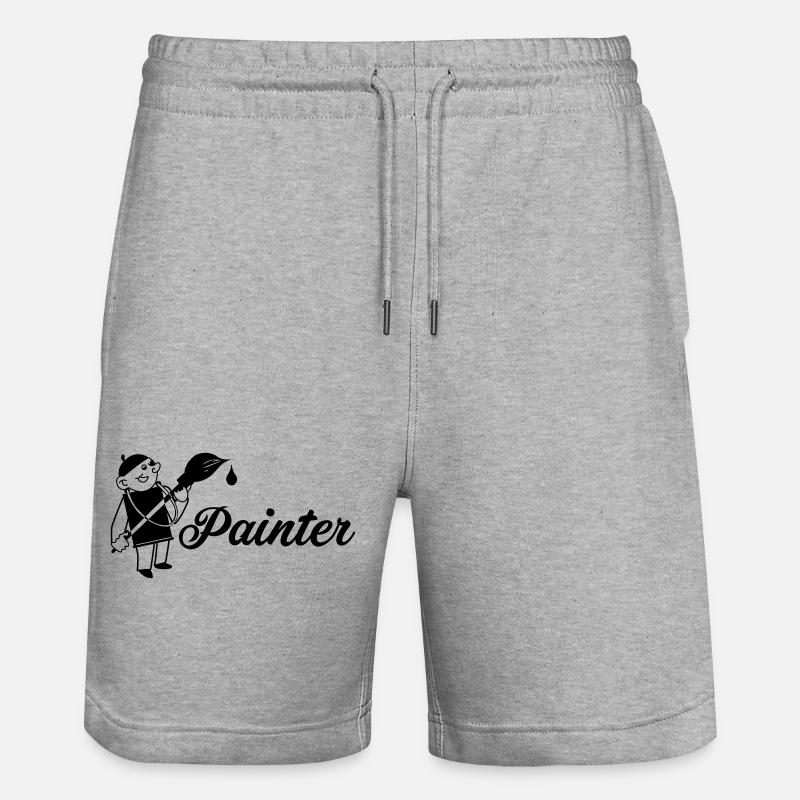 Maler mit Pinsel Text painter - Stanley/Stella Unisex Bio Joggingshorts Trainer  - Grau meliert
