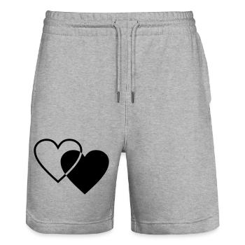 Zwei Herzen - Stanley/Stella Unisex Bio Joggingshorts Trainer  - Grau meliert - Vorne - Nik (191cm) & Marisol (170cm)