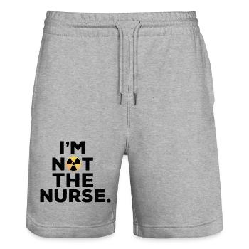 Ich bin nicht die Krankenschwester Humor Manip Radio Radiologie - Stanley/Stella Unisex Bio Joggingshorts Trainer  - Grau meliert - Vorne - Nik (191cm) & Marisol (170cm)