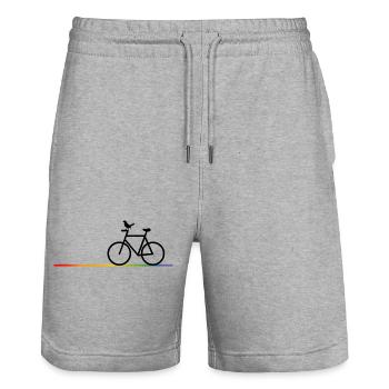 Rainbow Bike Route avec Black Bike - Short de jogging bio TRAINER Stanley/Stella unisexe - gris chiné - Devant - Nik (191cm) & Marisol (170cm)