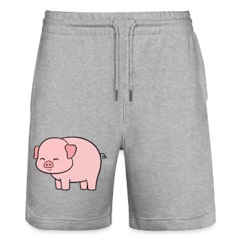 Schwein Schweine - Stanley/Stella Unisex Bio Joggingshorts Trainer  - Grau meliert - Vorne - Nik (191cm) & Marisol (170cm)
