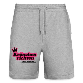 Krönchen richten 2Farben - Stanley/Stella Unisex Bio Joggingshorts Trainer  - Grau meliert - Vorne - Nik (191cm) & Marisol (170cm)