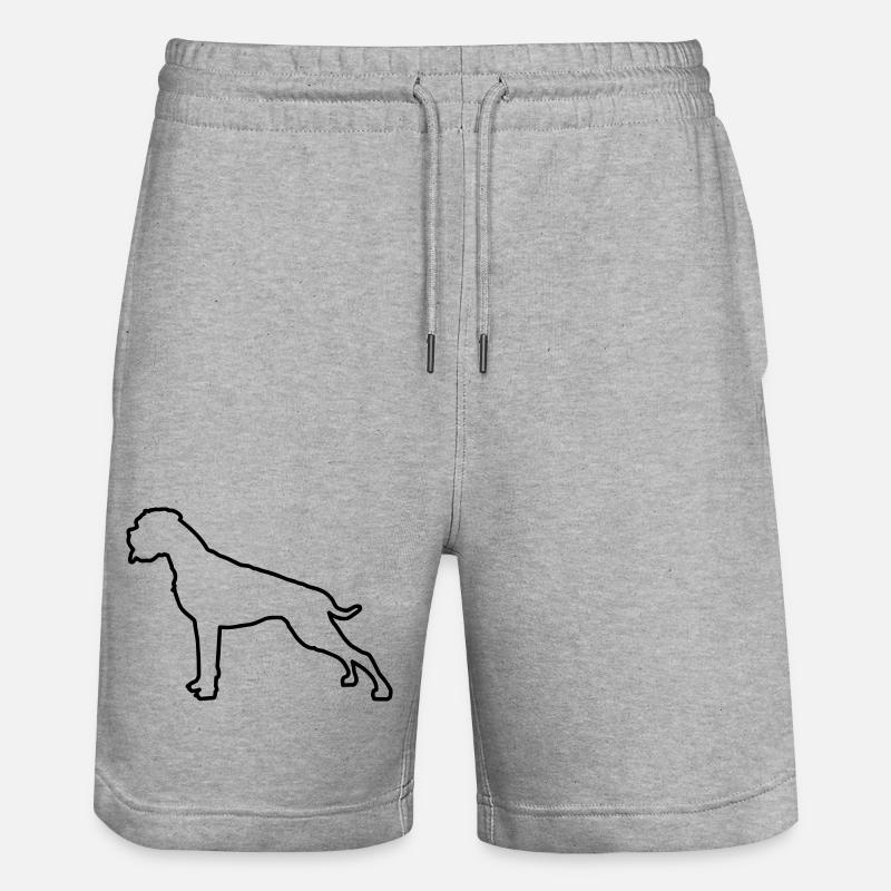 Boxer Umriss - Stanley/Stella Unisex Bio Joggingshorts Trainer - Grau meliert
