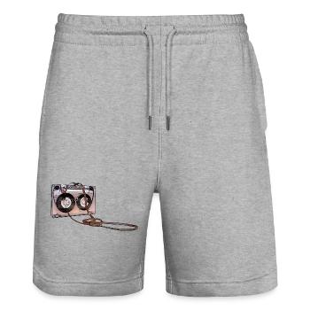 Tape Kassette - Stanley/Stella Unisex Bio Joggingshorts Trainer  - Grau meliert - Vorne - Nik (191cm) & Marisol (170cm)