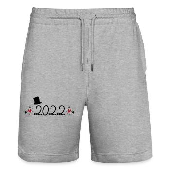 2022 - Stanley/Stella Unisex Bio Joggingshorts Trainer  - Grau meliert - Vorne - Nik (191cm) & Marisol (170cm)