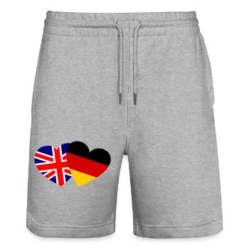 The German-British Friendship - Stanley/Stella Trainer Unisex Organic Jogging Shorts - heather grey - Front - Nik (191cm) & Marisol (170cm)