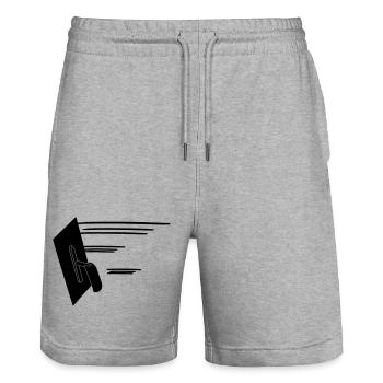 Logo Stucadoortroffel für Stucktüren in Aktion - Stanley/Stella Unisex Bio Joggingshorts Trainer  - Grau meliert - Vorne - Nik (191cm) & Marisol (170cm)