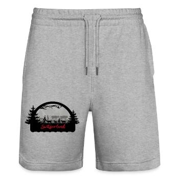 Switzerland Scherenschnitt - Stanley/Stella Unisex Bio Joggingshorts Trainer  - Grau meliert - Vorne - Nik (191cm) & Marisol (170cm)