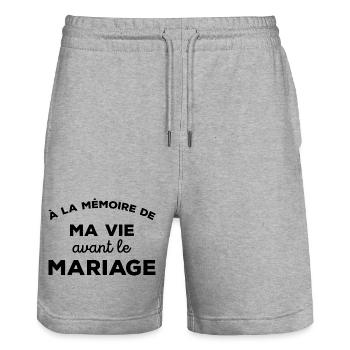 A la mémoire de ma vie avant le Mariage Cadeau - Short de jogging bio TRAINER Stanley/Stella unisexe - gris chiné - Devant - Nik (191cm) & Marisol (170cm)