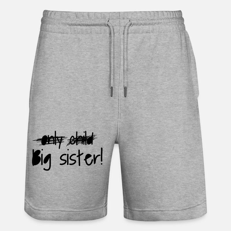 Große Schwester - Stanley/Stella Unisex Bio Joggingshorts Trainer  - Grau meliert