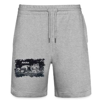 Akita - Stanley/Stella Trainer Unisex Organic Jogging Shorts - heather grey - Front - Nik (191cm) & Marisol (170cm)