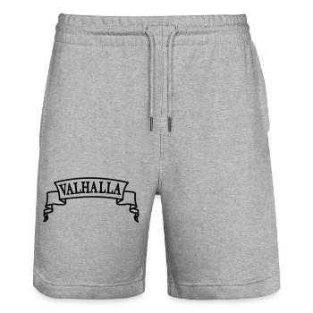 Walhalla im Banner - Stanley/Stella Unisex Bio Joggingshorts Trainer  - Grau meliert - Vorne - Nik (191cm) & Marisol (170cm)