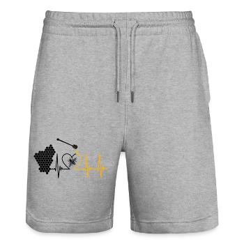 Bee, honey, pulse, honey bee, beekeeper, honeycomb - Stanley/Stella Trainer Unisex Organic Jogging Shorts - heather grey - Front - Nik (191cm) & Marisol (170cm)