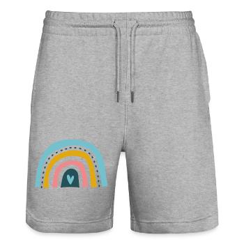 Arc-en-ciel avec cœur - Short de jogging bio TRAINER Stanley/Stella unisexe - gris chiné - Devant - Nik (191cm) & Marisol (170cm)