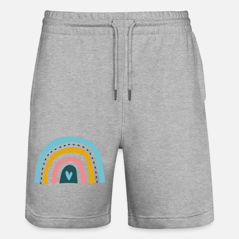 Arc-en-ciel avec cœur - Short de jogging bio TRAINER Stanley/Stella unisexe - gris chiné