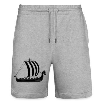 Wikinger-Drachenschiff - Stanley/Stella Unisex Bio Joggingshorts Trainer  - Grau meliert - Vorne - Nik (191cm) & Marisol (170cm)