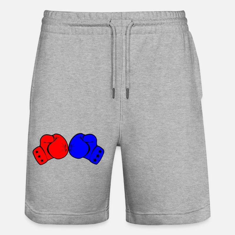 Zwei Boxhandschuhe rot und blau - Stanley/Stella Unisex Bio Joggingshorts Trainer  - Grau meliert
