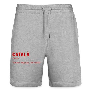 CATALAN Langue Katalanisch Katalanische Sprache - Short de jogging bio TRAINER Stanley/Stella unisexe - gris chiné - Devant - Nik (191cm) & Marisol (170cm)