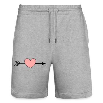 rosa Herz Pfeil Herzen Geschenk Valentinstag - Stanley/Stella Unisex Bio Joggingshorts Trainer  - Grau meliert - Vorne - Nik (191cm) & Marisol (170cm)